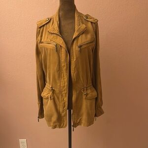 Max Jeans Brown Utility Jacket with Relaxed Fit and Collared Neckline
